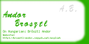 andor brosztl business card