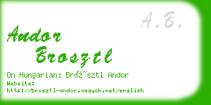 andor brosztl business card